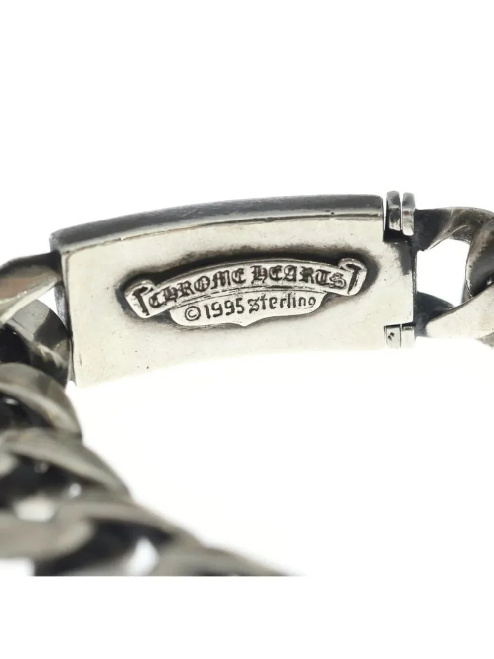 Chrome Hearts Vintage ID Short Floral Crs Cross Short ID Classic Link Bracelet